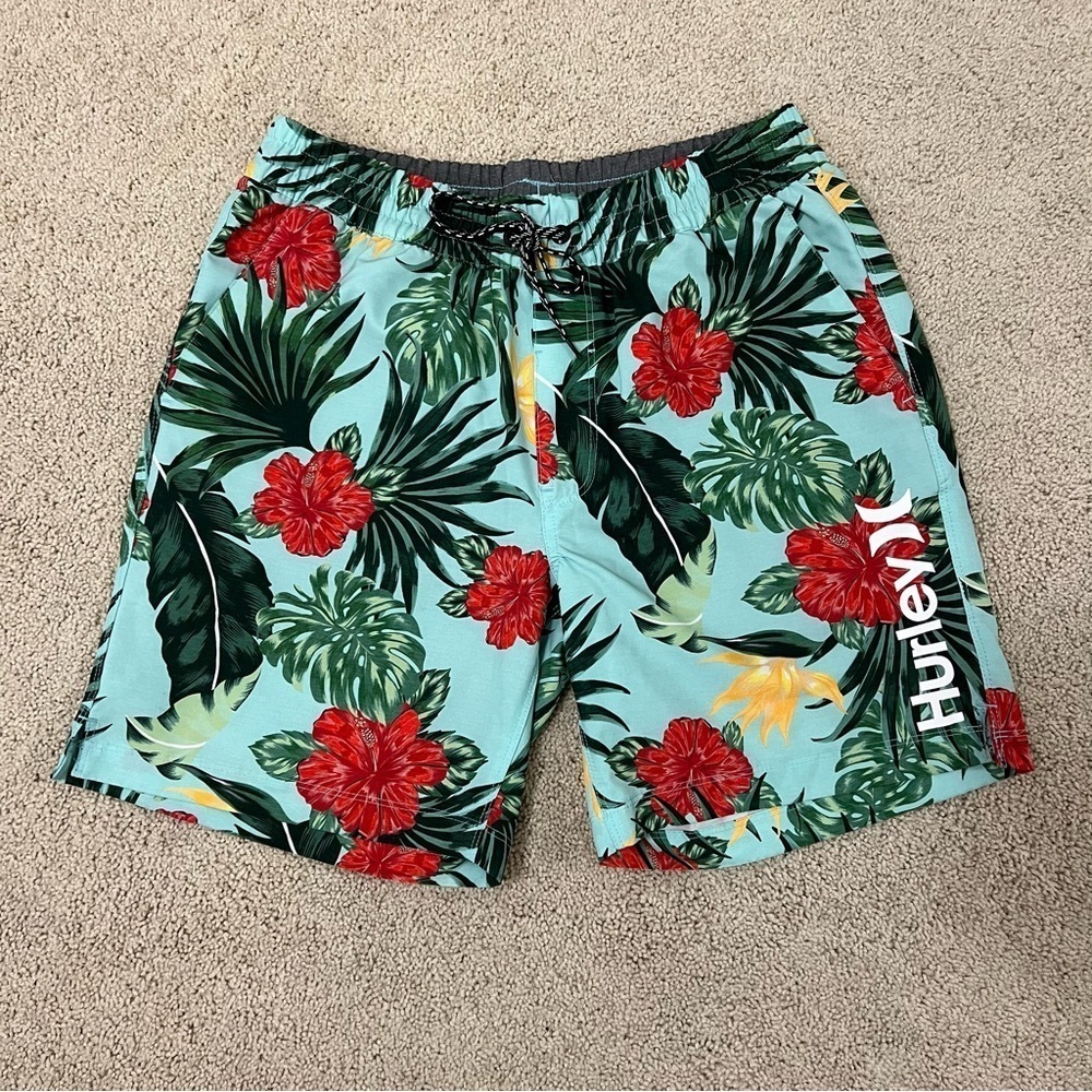 Hurley Essential Hibiscus Volley Board Short 18” Turquoise size medium
